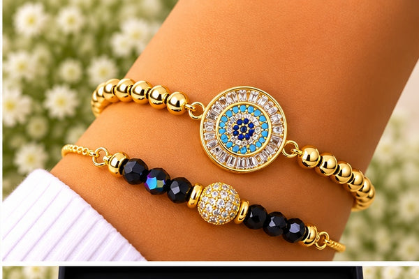 Cubic Zirconia Stone Charm Bracelet – 18K Gold Plated