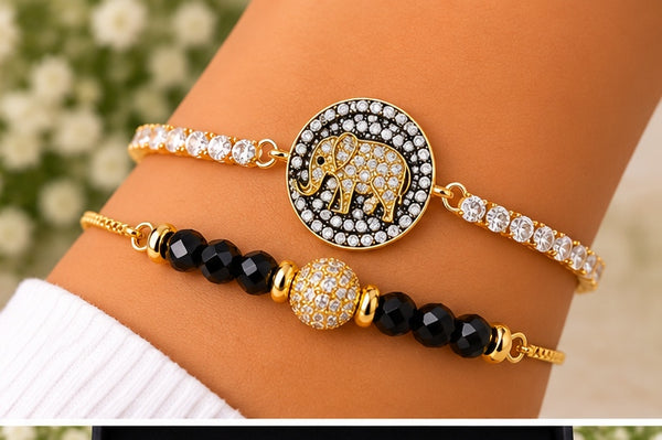 Round Elephant Charm Bracelet – 18K Gold Plated