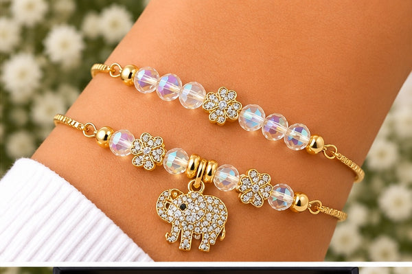 Elephant Charm Bracelet Set – 18K Gold Plated