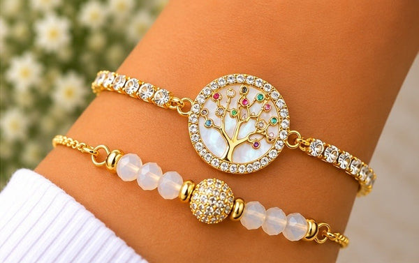 Round Tree of Life Charm Bracelet – 18K Gold Plated
