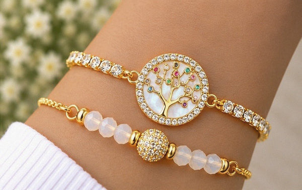 Round Tree of Life Charm Bracelet – 18K Gold Plated