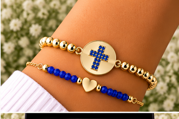 Round Cross Cubic Zirconia Bracelet – 18K Gold Plated