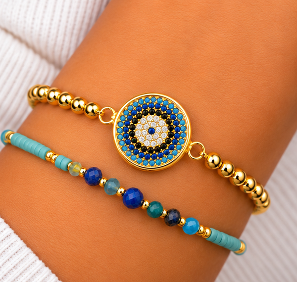 Circle Eye Bracelet Set – 18K Gold Plated