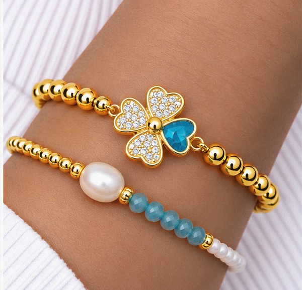 Clover Bracelet Set – 18K Gold Plated