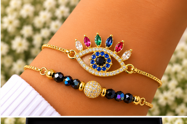 Eye Lash Cubic Zirconia Bracelet – 18K Gold Plated