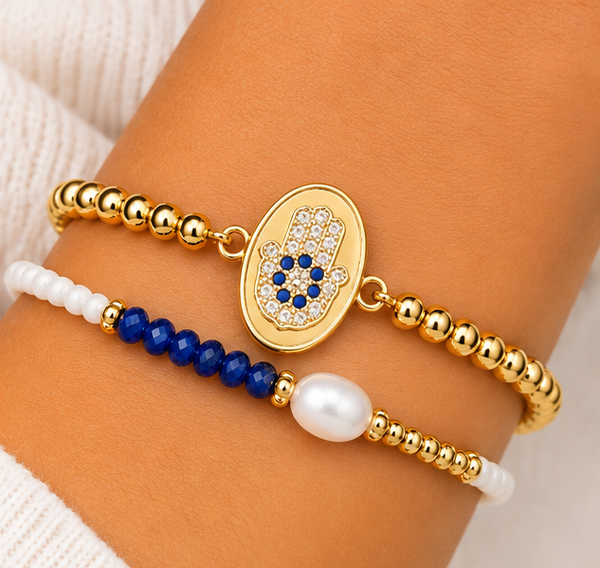 Hamsa Bracelet Set – 18K Gold Plated