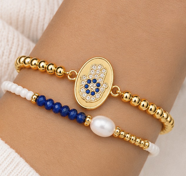Hamsa Bracelet Set – 18K Gold Plated