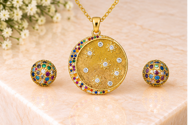 Starry Moon Necklace Set – 18K Gold Plated