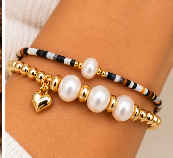 Pearl Ball Bracelet Set – 18K Gold Plated