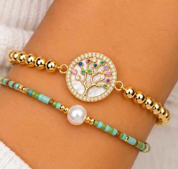 Tree of Life Bracelet Set – 18K Gold Plated