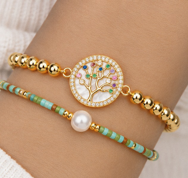 Tree of Life Bracelet Set – 18K Gold Plated