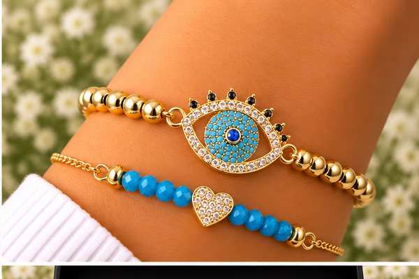 Blue Eye Cubic Zirconia Bracelet – 18K Gold Plated