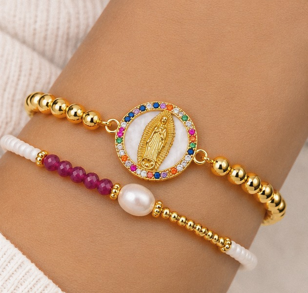 Virgin Mary Bracelet Set – 18K Gold Plated
