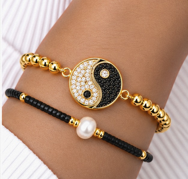 Yin Yang Bracelet Set – 18K Gold Plated