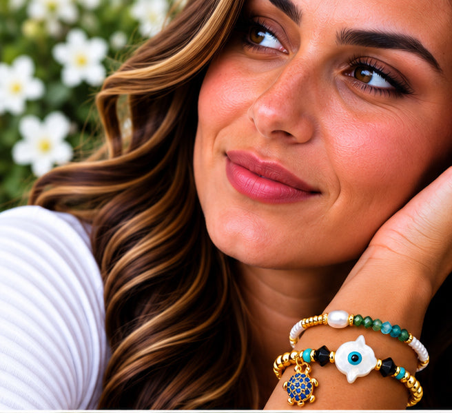 Shell Hamsa Bracelet Set