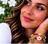 Shell Hamsa Bracelet Set – 18K Gold Plated Red