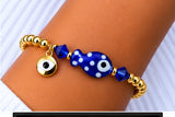 Blue Ceramic Fish Charm Bracelet – 18K Gold Plated