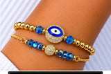Zirconia Eye Blue Enamel - 18K Gold Plated
