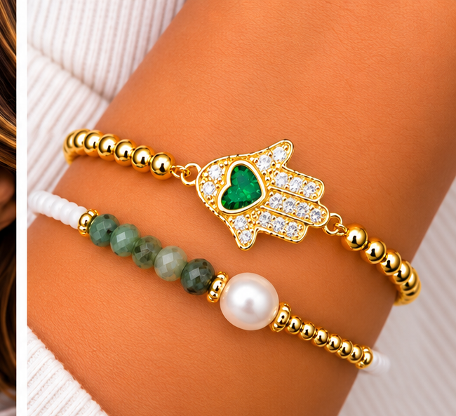 Hamsa Charm Bracelet Set