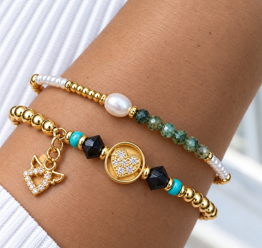 Zircon Heart Bracelet Set