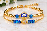 Zirconia Eye Blue Enamel - 18K Gold Plated