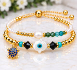 Shell Hamsa Bracelet Set – 18K Gold Plated