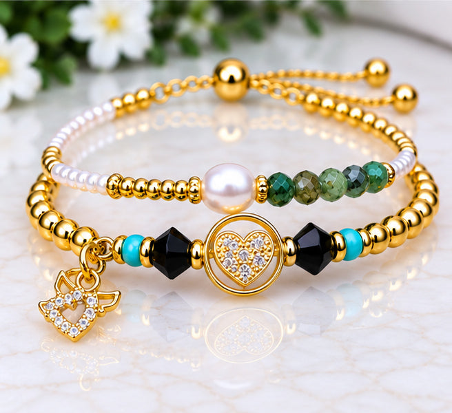 Zircon Heart Bracelet Set