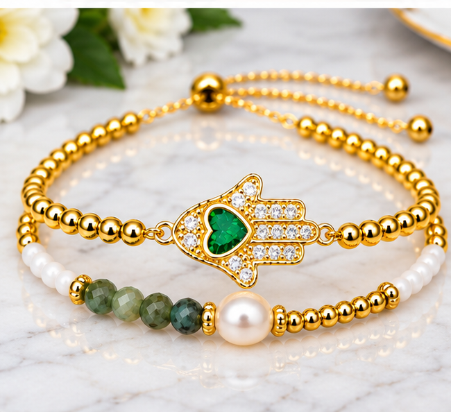 Hamsa Charm Bracelet Set