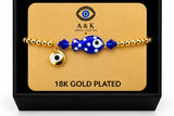 Blue Ceramic Fish Charm Bracelet – 18K Gold Plated