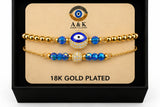 Zirconia Eye Blue Enamel - 18K Gold Plated