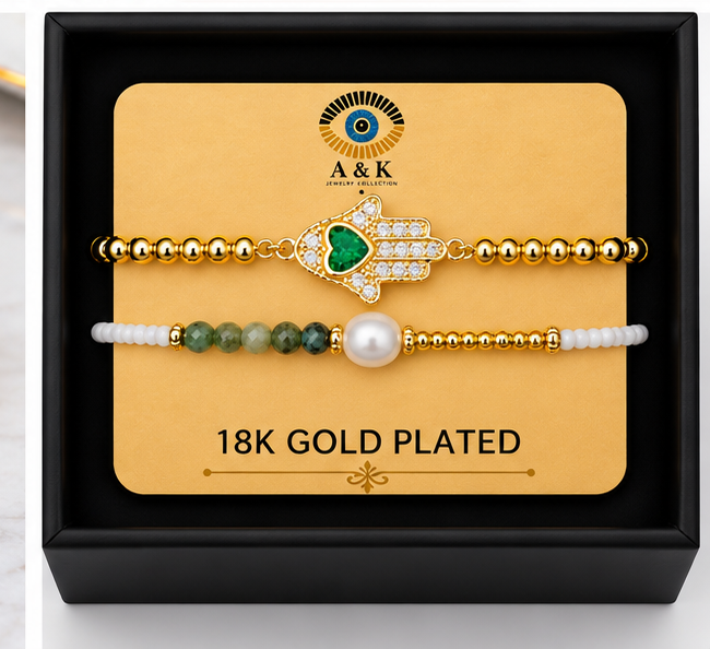 Hamsa Charm Bracelet Set