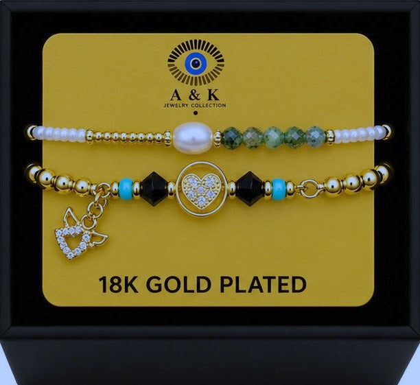 Zircon Heart Bracelet Set
