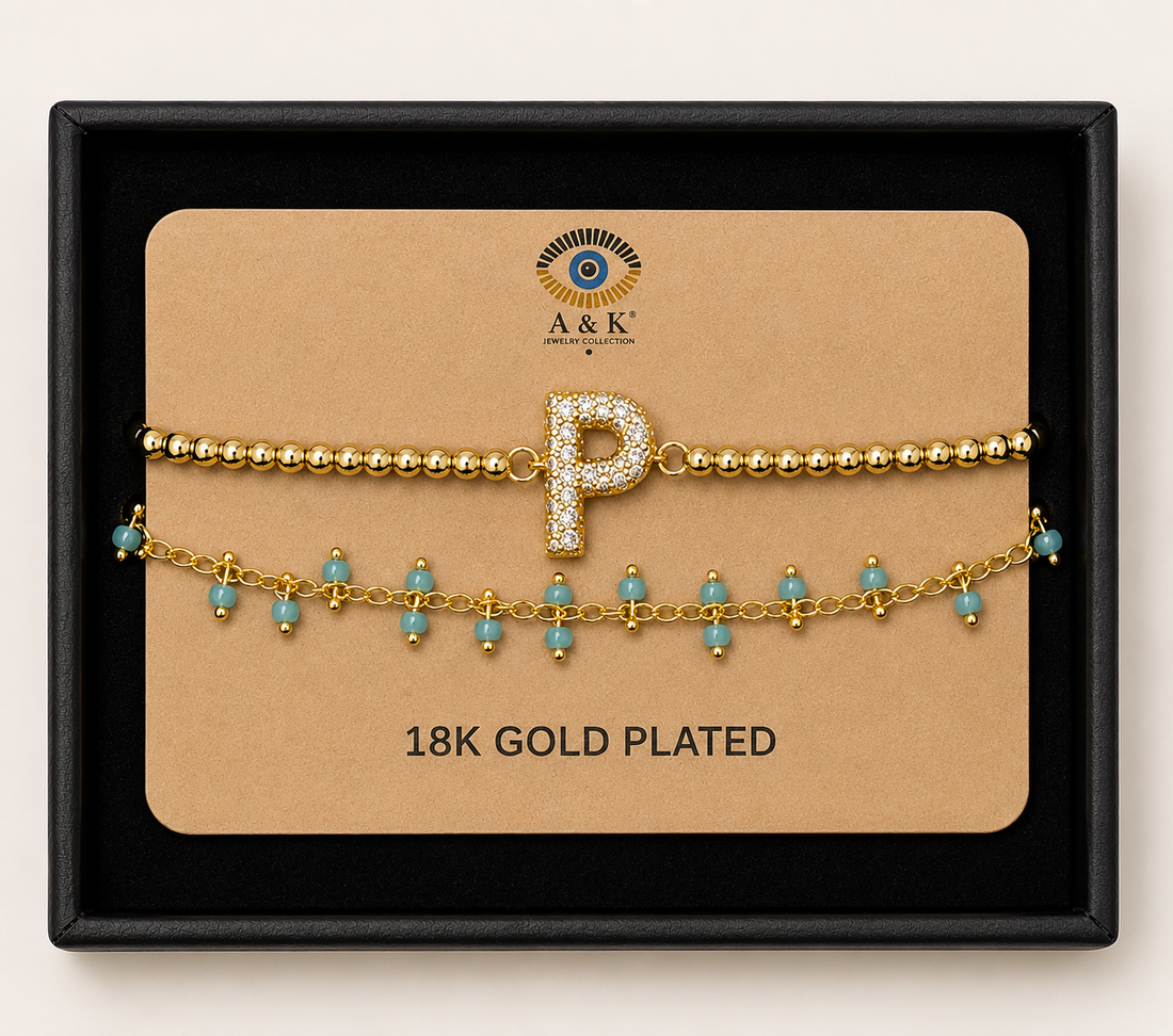 Initial Letter Bracelet Set