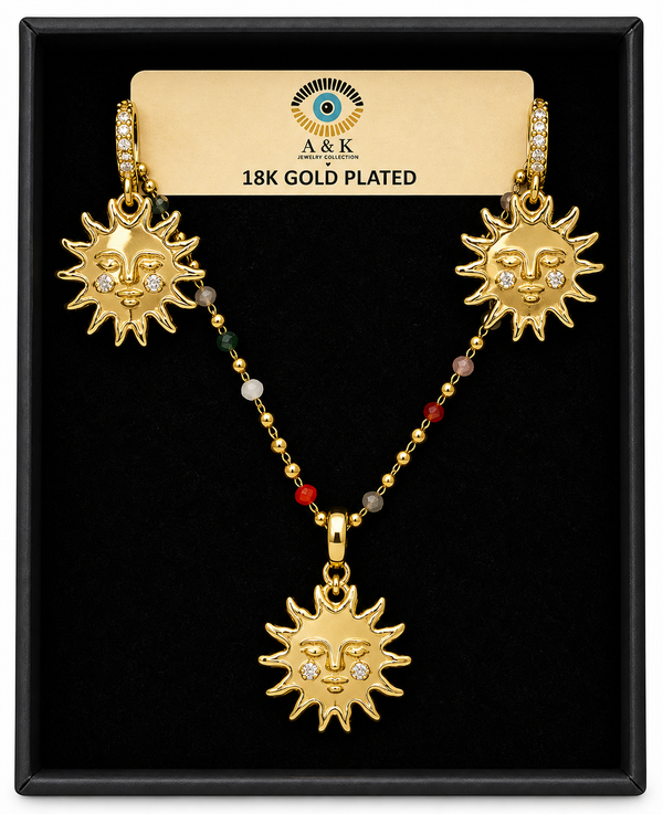 Sun Necklace Set (Style N209) – 18K Gold Plated