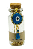 18K Gold-Plated Necklace with Blue Cubic Zirconia Circle Eye Charm