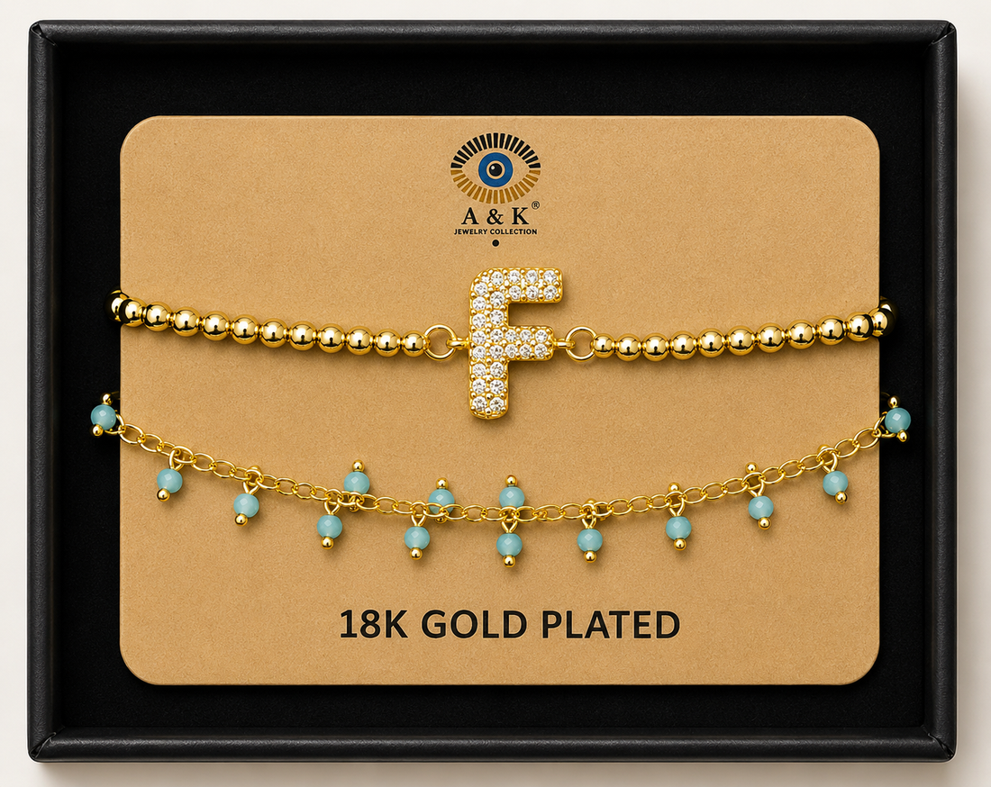 Initial Letter Bracelet Set