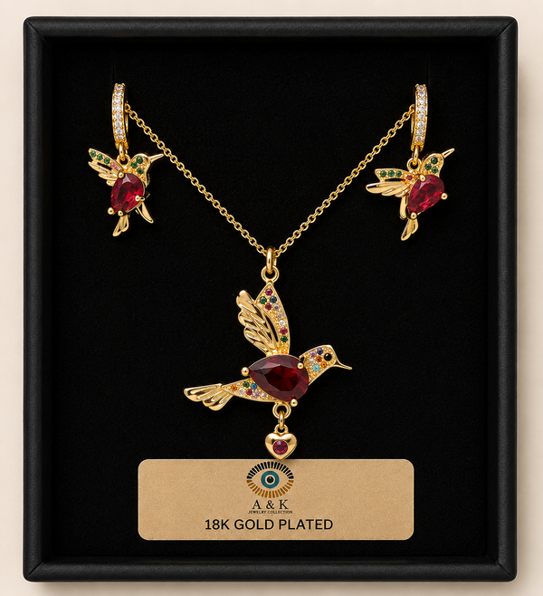 Hummingbird Necklace Set – 18K Gold Plated