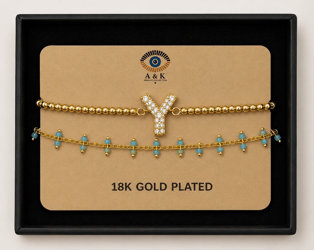 Initial Letter Bracelet Set
