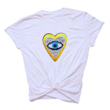 White T-Shirt Heart Yellow