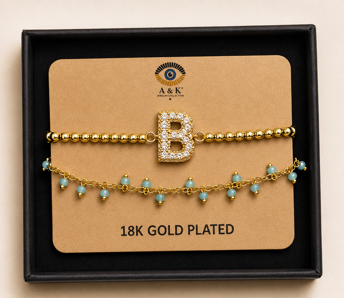 Initial Letter Bracelet Set