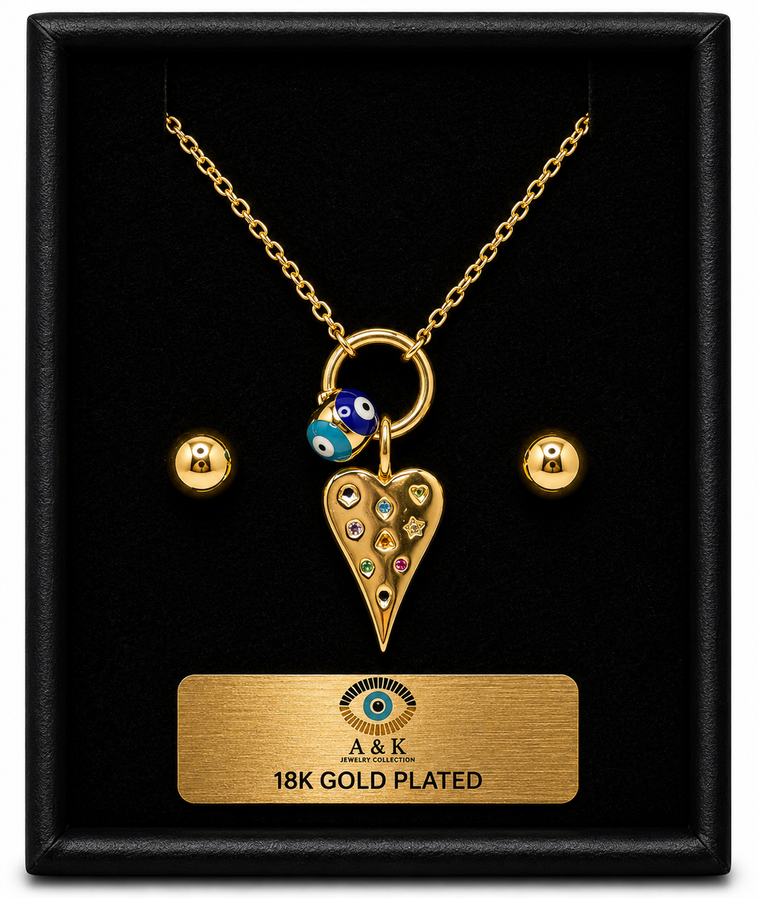 Multicolor Heart Necklace Set