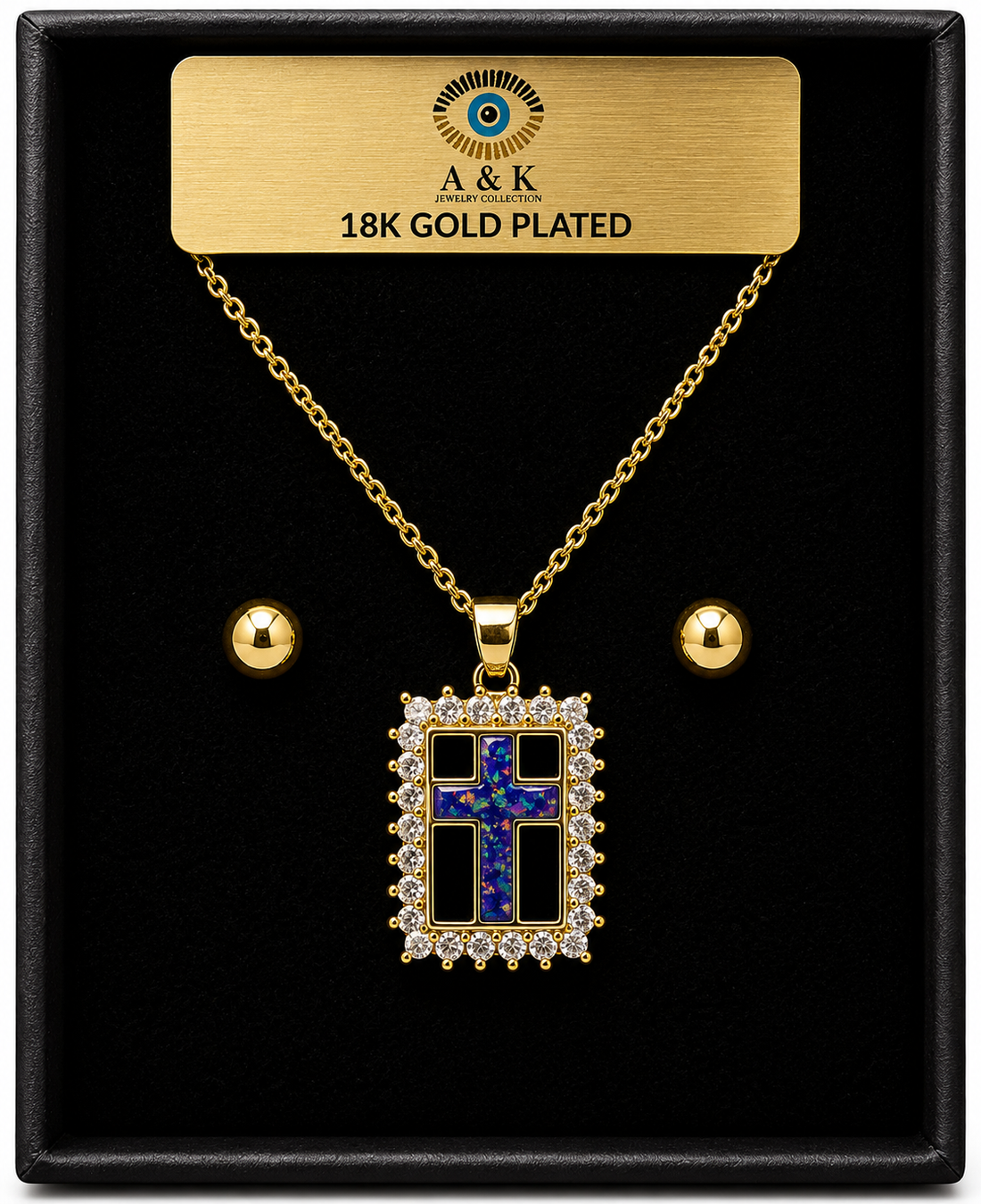 Zirconia Cross Necklace Set