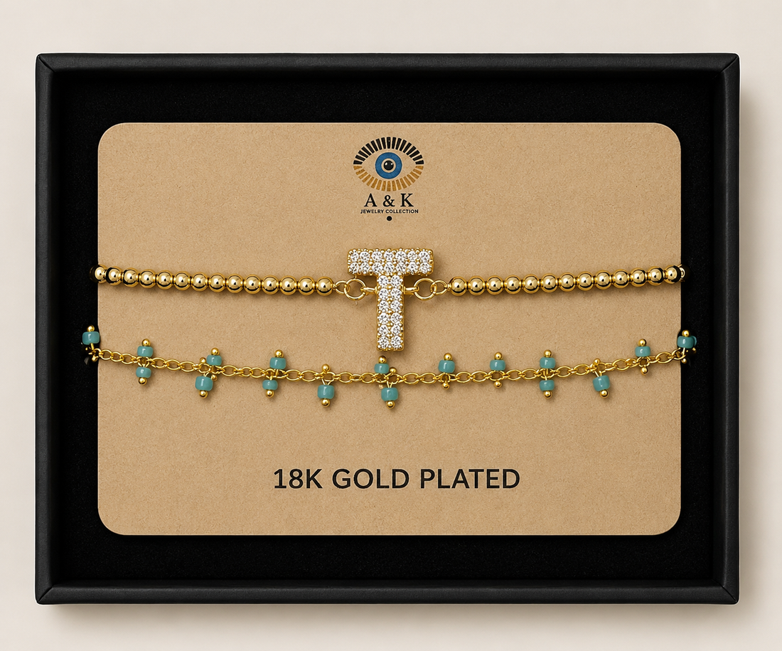 Initial Letter Bracelet Set