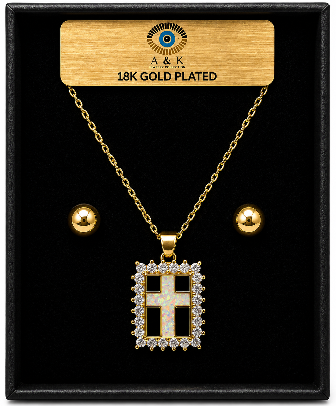 Zirconia Cross Necklace Set