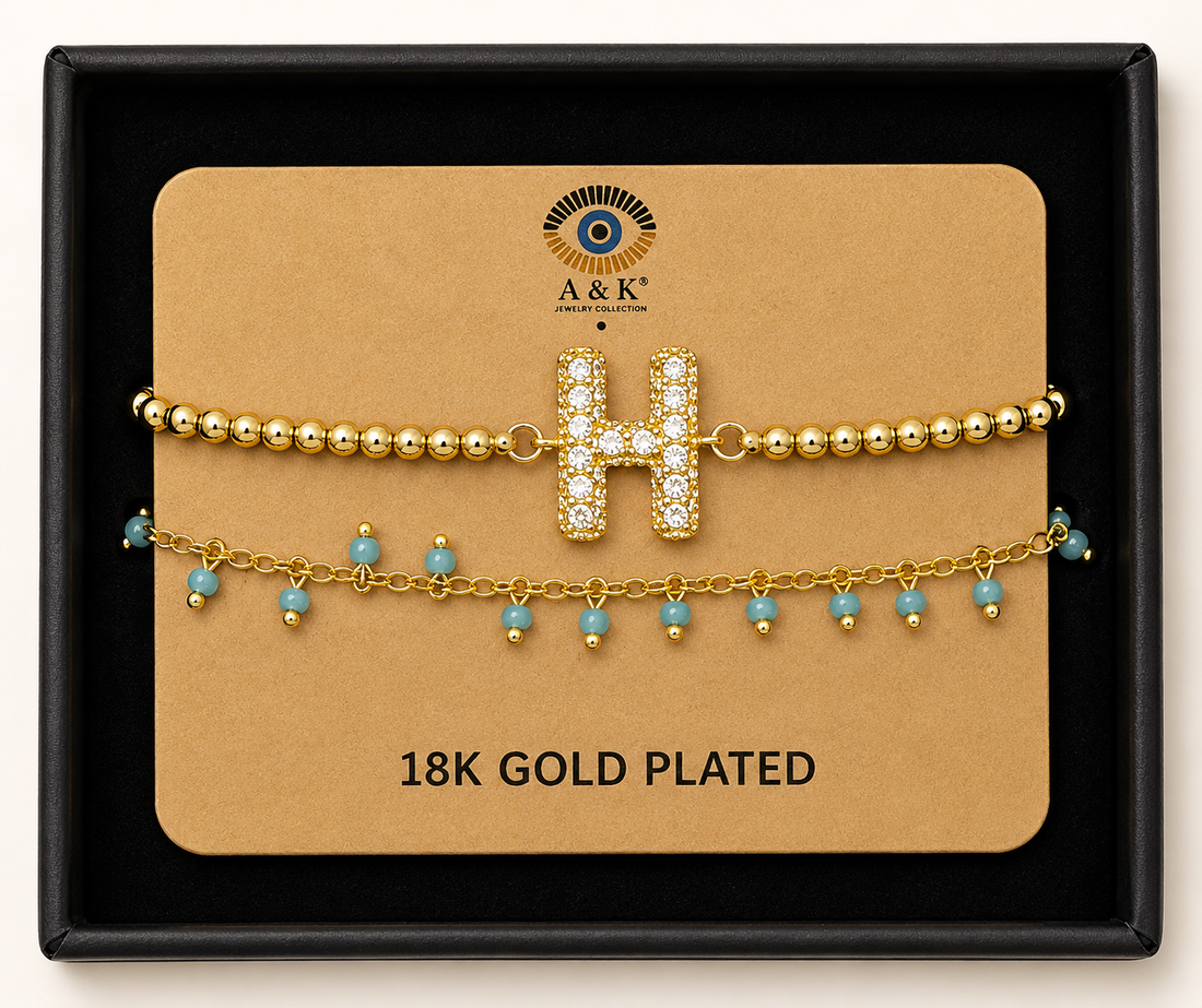 Initial Letter Bracelet Set