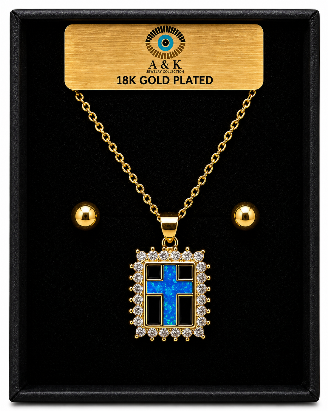 Zirconia Cross Necklace Set