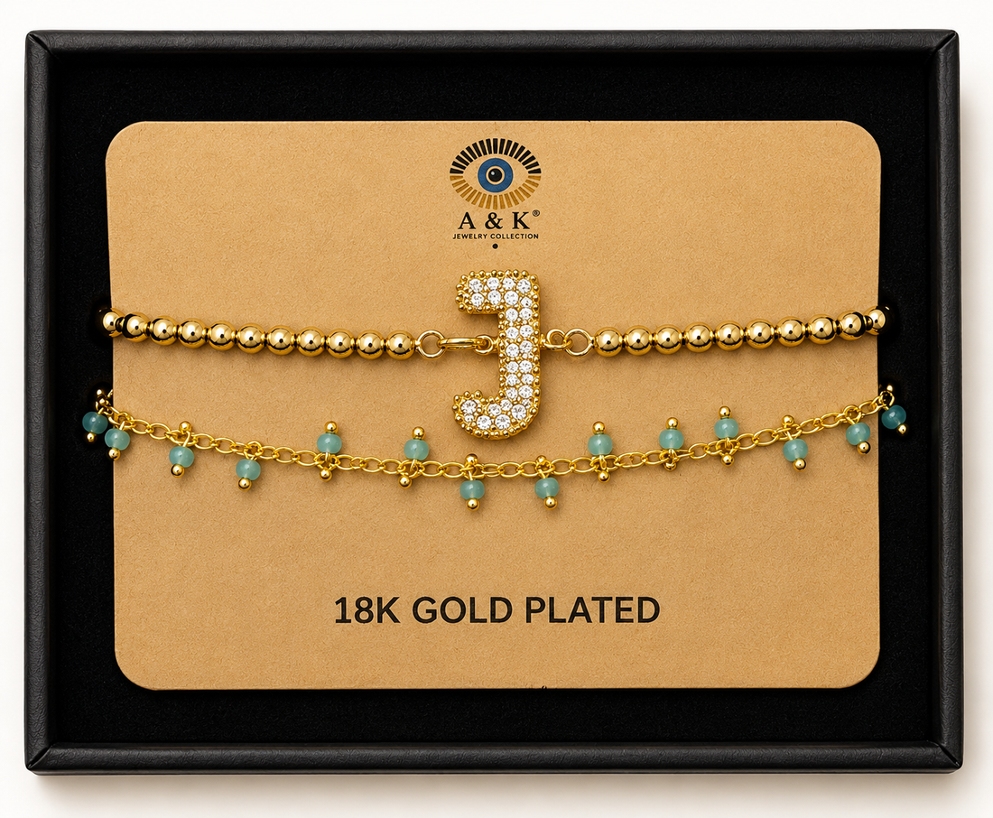 Initial Letter Bracelet Set