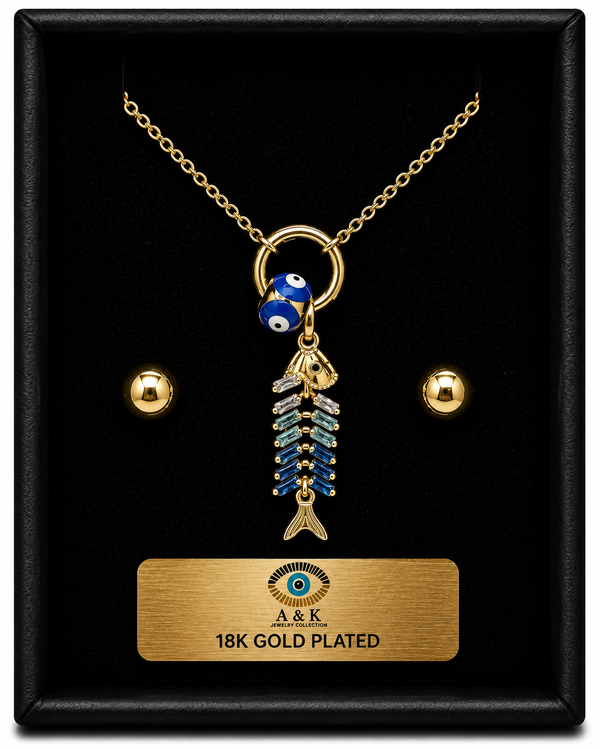 Fish Necklace Set – 18K Gold Plated