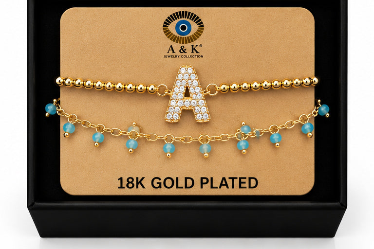 Initial Letter Bracelet Set