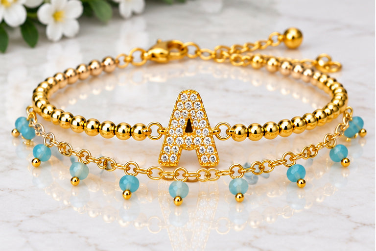 Initial Letter Bracelet Set